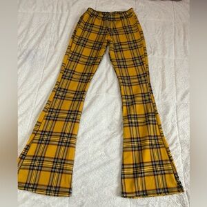 Yellow Plaid Flare Pants
